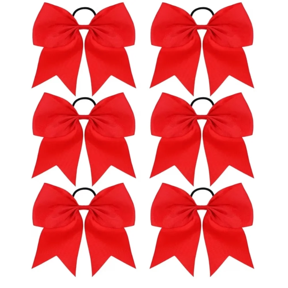 6 Pcs Red Cheer Bows